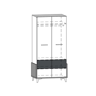 Skříň LEPON 95, dub artisan/bílá/modrá, 5 let záruka