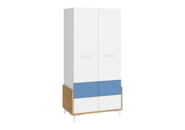 Skříň LEPON 95, dub artisan/bílá/modrá