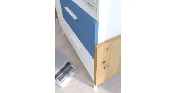 Skříň LEPON 95, dub artisan/bílá/modrá