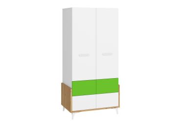 Skříň LEPON 95, dub artisan/bílá/zelená