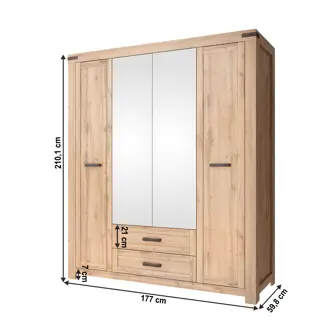 Skříň LIBERATA 4D2S se zrcadlem, dub wotan