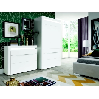 Skříň MANDOLIN, bílý vysoký lesk