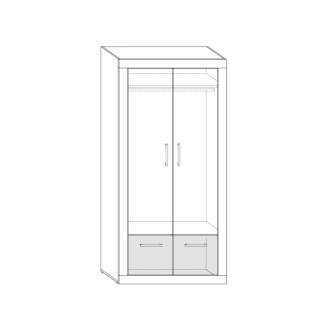 Skříň MOLTENO 2D, bílá/černý lesk, 5 let záruka