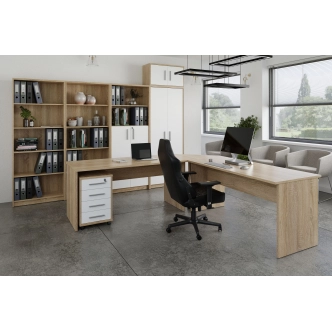 Skříň NEJBY GIANNI 4 police, dub sonoma/bílá 