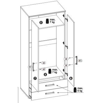 Skříň OLMUE 2D2S, san remo/bílý lesk
