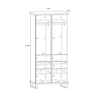 Skříň ORSOLA 2D, dub burgundský/bílá