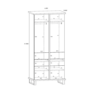 Skříň ORSOLA 2D, dub craft zlatý/bílá