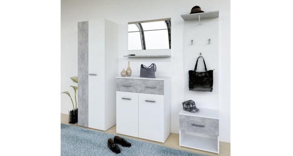 Skříň PRIMULA, bílá/beton