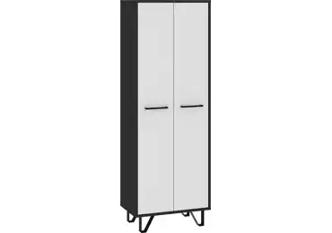 Skříň PRUDHOE 2D, černá/bílý lesk