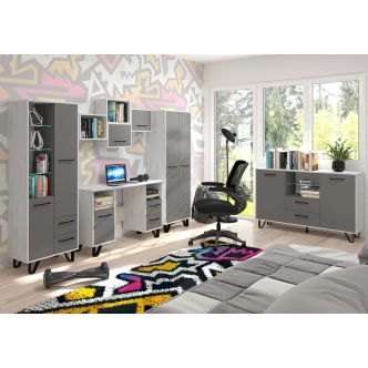 Skříň PRUDHOE 2D, craft bílý/grafit, 5 let záruka