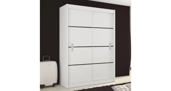 Skříň RINAME 150 s posuvnými dveřmi, bílá/černá