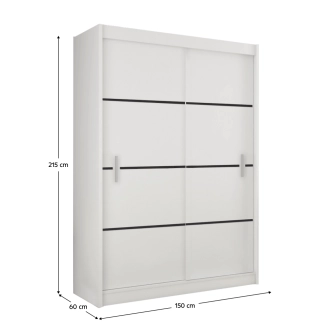 Skříň RINAME 150 s posuvnými dveřmi, bílá/černá