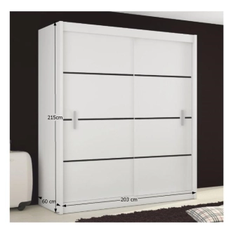 Skříň RINAME 203 s posuvnými dveřmi, bílá/černá