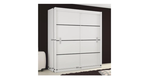 Skříň RINAME 203 s posuvnými dveřmi, bílá/černá