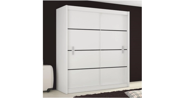 Skříň RINAME 203 s posuvnými dveřmi, bílá/černá