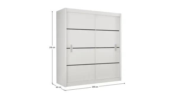 Skříň RINAME 203 s posuvnými dveřmi, bílá/černá