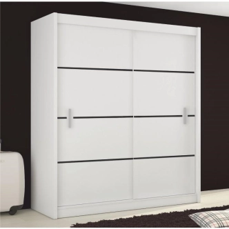 Skříň RINAME 203 s posuvnými dveřmi, bílá/černá