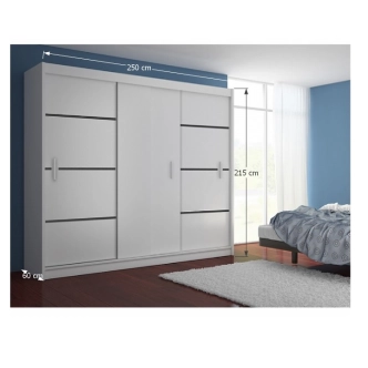 Skříň RINAME 250 s posuvnými dveřmi, bílá/černá