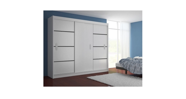 Skříň RINAME 250 s posuvnými dveřmi, bílá/černá