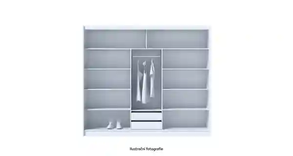 Skříň RINAME 250 s posuvnými dveřmi, bílá/černá