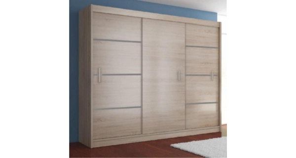 Skříň RINAME 250 s posuvnými dveřmi, dub sonoma/šedá