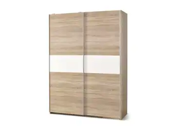 Skříň RYDER 2D, dub sonoma/bílý lesk