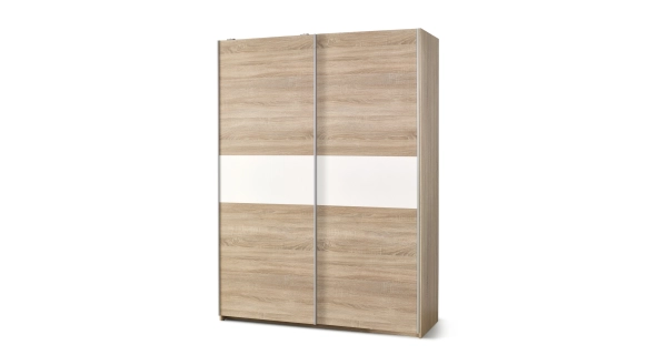 Skříň RYDER 2D, dub sonoma/bílý lesk