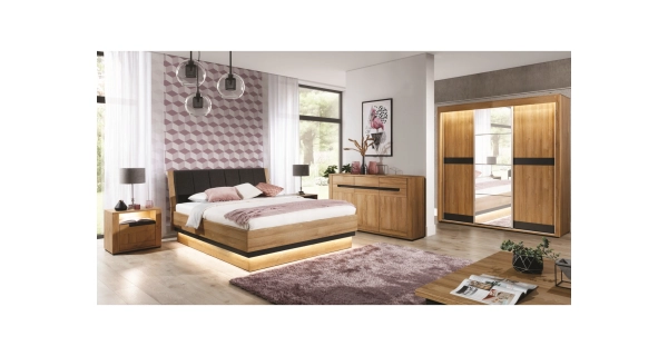 Skříň s posuvnými dveřmi KITONGO 9, dub granson/grafit