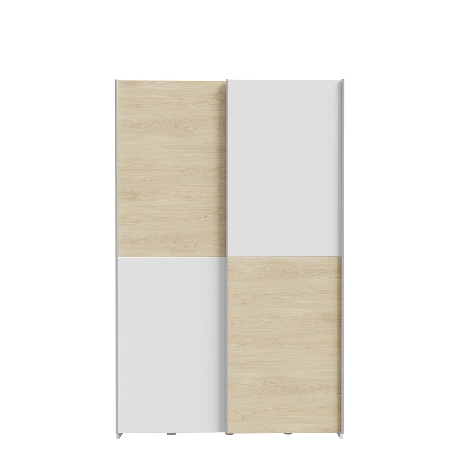 Šatní skříň s posuvnými dveřmi KEBAN, bílá/dub puccini, 5 let záruka