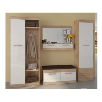 Skříň s věšákem GATTON, dub sonoma/bílý lesk, 5 let záruka