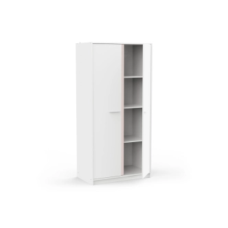 Skříň SOLMEN s policemi a 2 šatními tyčemi, bílá/modrá nebo meruňková