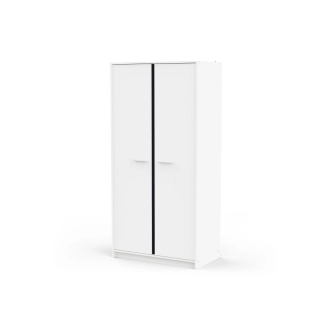 Skříň SOLMEN s policemi a 2 šatními tyčemi, bílá/modrá nebo meruňková