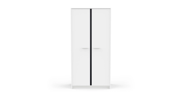 Skříň SOLMEN s policemi a 2 šatními tyčemi, bílá/modrá nebo meruňková