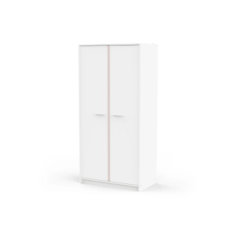 Skříň SOLMEN s policemi a 2 šatními tyčemi, bílá/modrá nebo meruňková