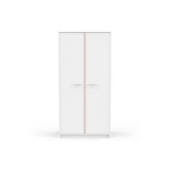 Skříň SOLMEN s policemi a 2 šatními tyčemi, bílá/modrá nebo meruňková