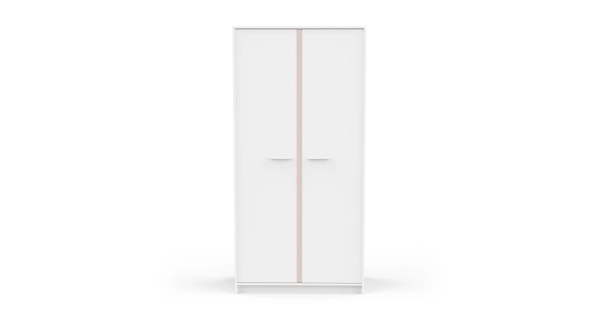 Skříň SOLMEN s policemi a 2 šatními tyčemi, bílá/modrá nebo meruňková