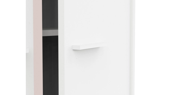 Skříň SOLMEN s policemi a 2 šatními tyčemi, bílá/modrá nebo meruňková