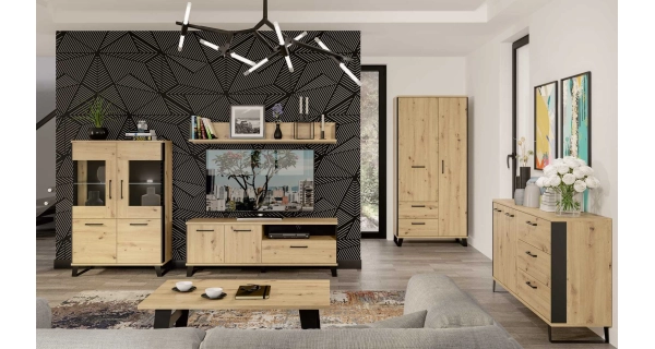 Skříň SOMONI, dub artisan/černá