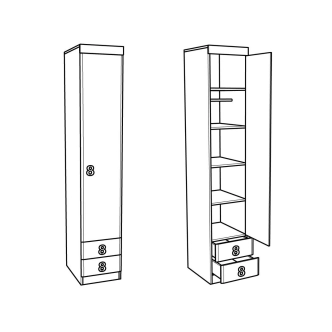Skříň STUKIN 1, dub bílý/růžová