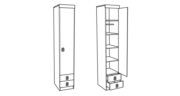 Skříň STUKIN 1, dub bílý/růžová