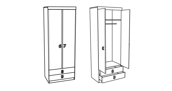 Skříň STUKIN 2, dub bílý/růžová