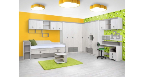 Skříň STUKIN 3, dub bílý/moca