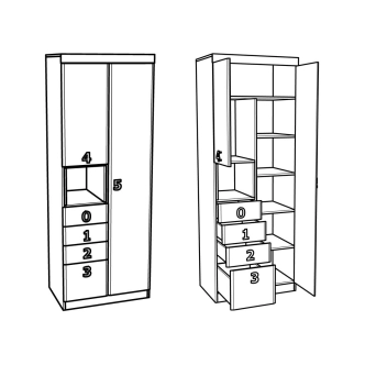 Skříň STUKIN 4, dub bílý/moca