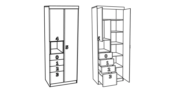 Skříň STUKIN 4, dub bílý/moca