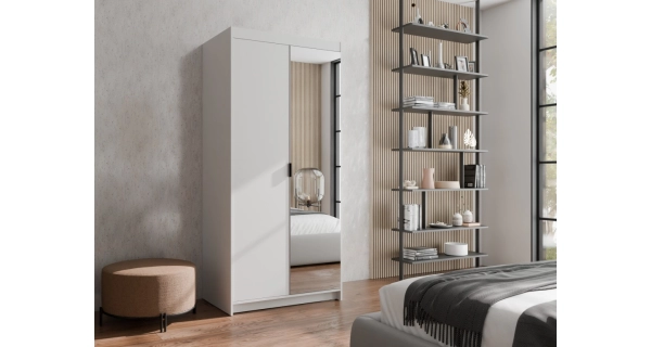 Skříň TEKEN 2D se zrcadlem, bílá