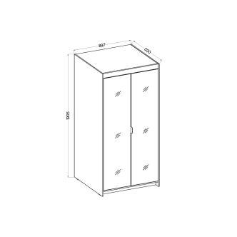 Skříň TEKEN 2D se zrcadlem, bílá