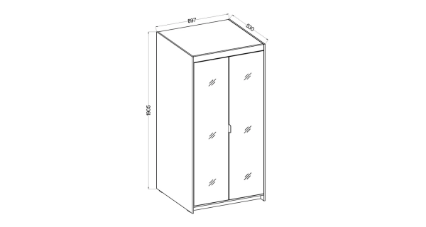 Skříň TEKEN 2D se zrcadlem, bílá