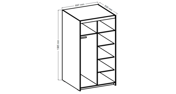 Skříň TEKEN 2D se zrcadly, dub sonoma