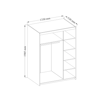 Skříň TEKEN 3D se zrcadlem, bílá