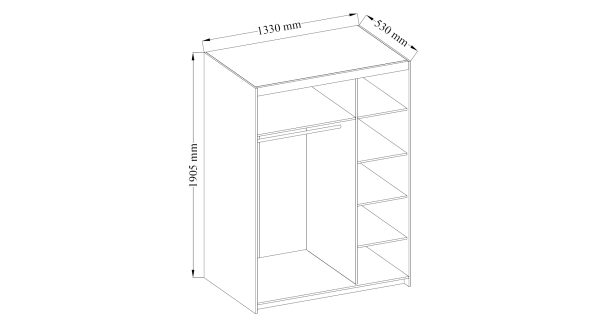 Skříň TEKEN 3D se zrcadlem, dub lefkas
